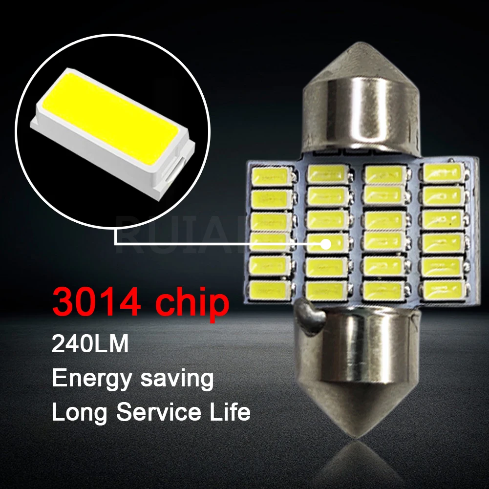 2 шт 1 44 Вт 28 мм 31 36 3014 24SMD 6000K C5W C10W гирлянда светодиодный Внутренний Карта купольная