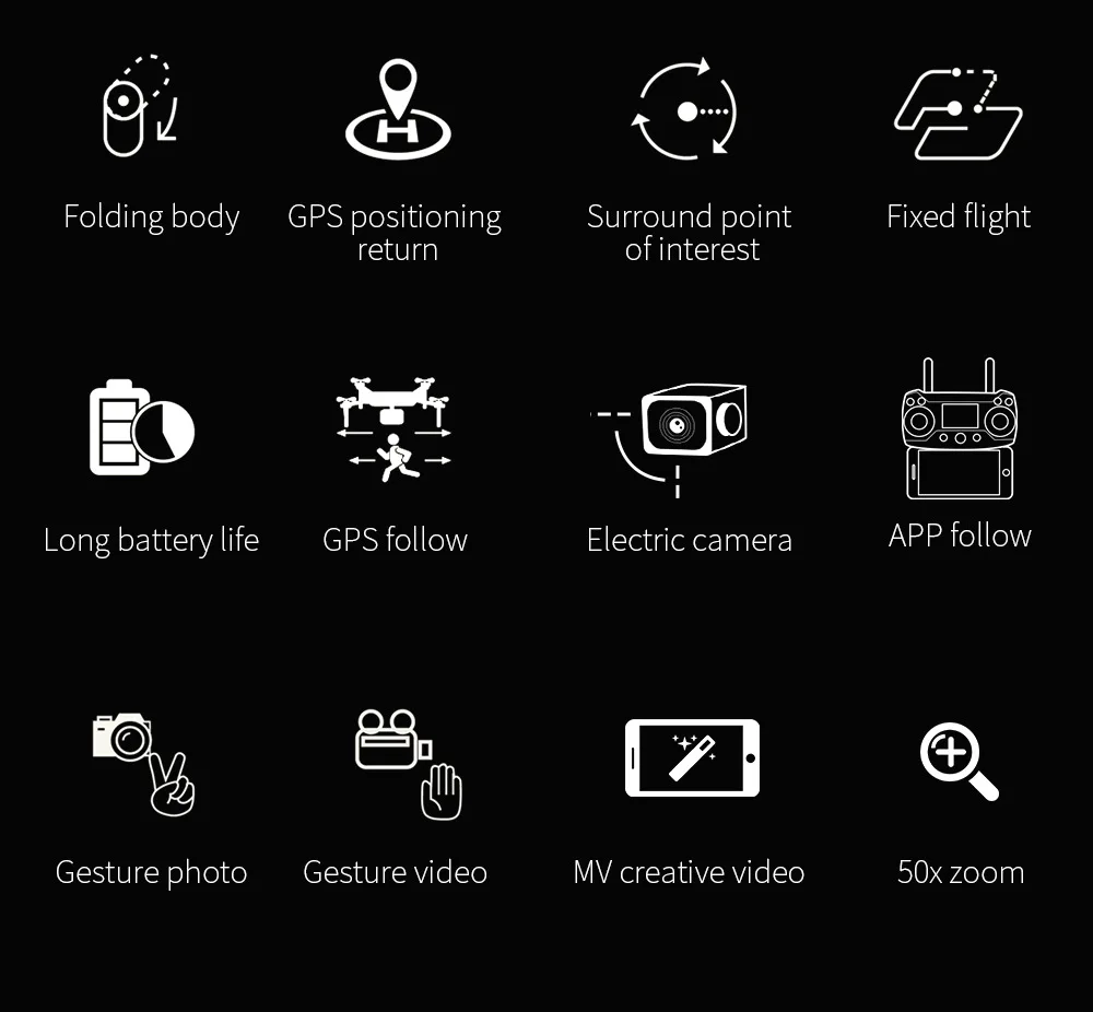 Квадрокоптер 4K с широкоугольной камерой устойчивый к ветру оптический поток