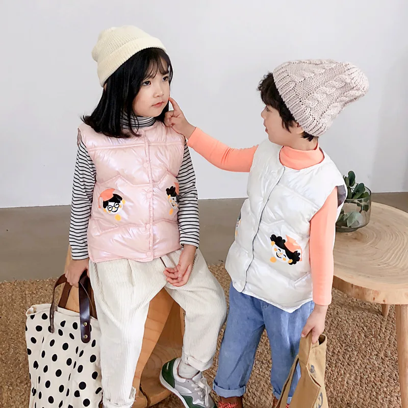 

2021 Autumn Winter Children Vests Coats 2-8 Year Warm Waistcoats for Boys Girls Color Red Yellow Little Child Vests Unisex