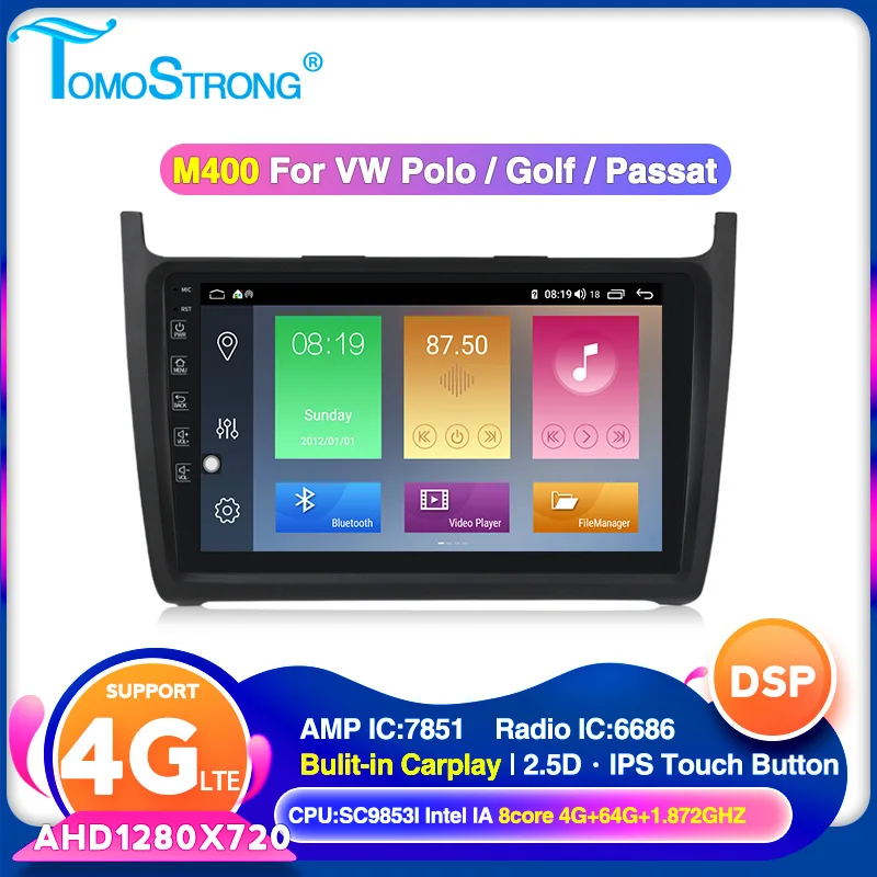 Автомагнитола TOMOSTRONG IPS DSP GPS радио плеер для VW Volkswagen POLO Sedan 2008 2015 поддержка carplay 4G LTE