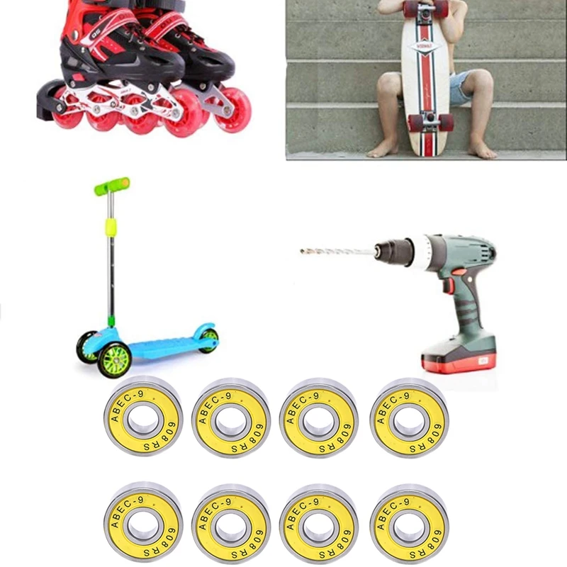 8 шт. ABEC 9 608 RS скейтборд подшипники для Лонгборда роликовые подшипники|Подшипники|