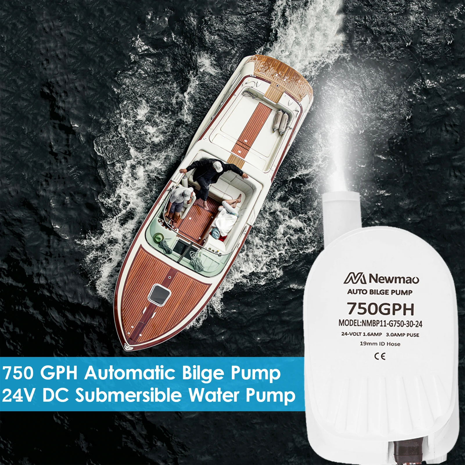 750 GPH автоматические Трюмные насосы 24V DC погружной водяной насос для морской лодки