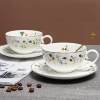 ins hot ceramic coffee set flower pattern gold painting classical british afternoon tea set 250ml