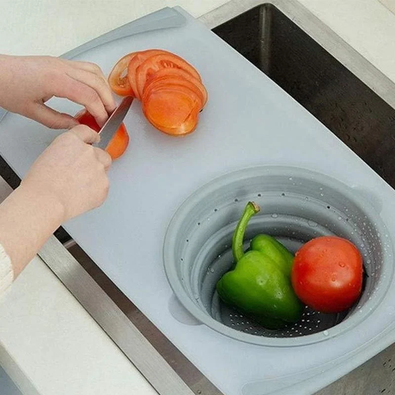 3 в 1 телескопическая Разделочная Доска Съемный складной дренажная корзина