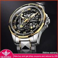 fashion leader brand oupinke luxury mens mechanical wristwatch automatic watch men skeleton tungsten steel sapphire waterproof