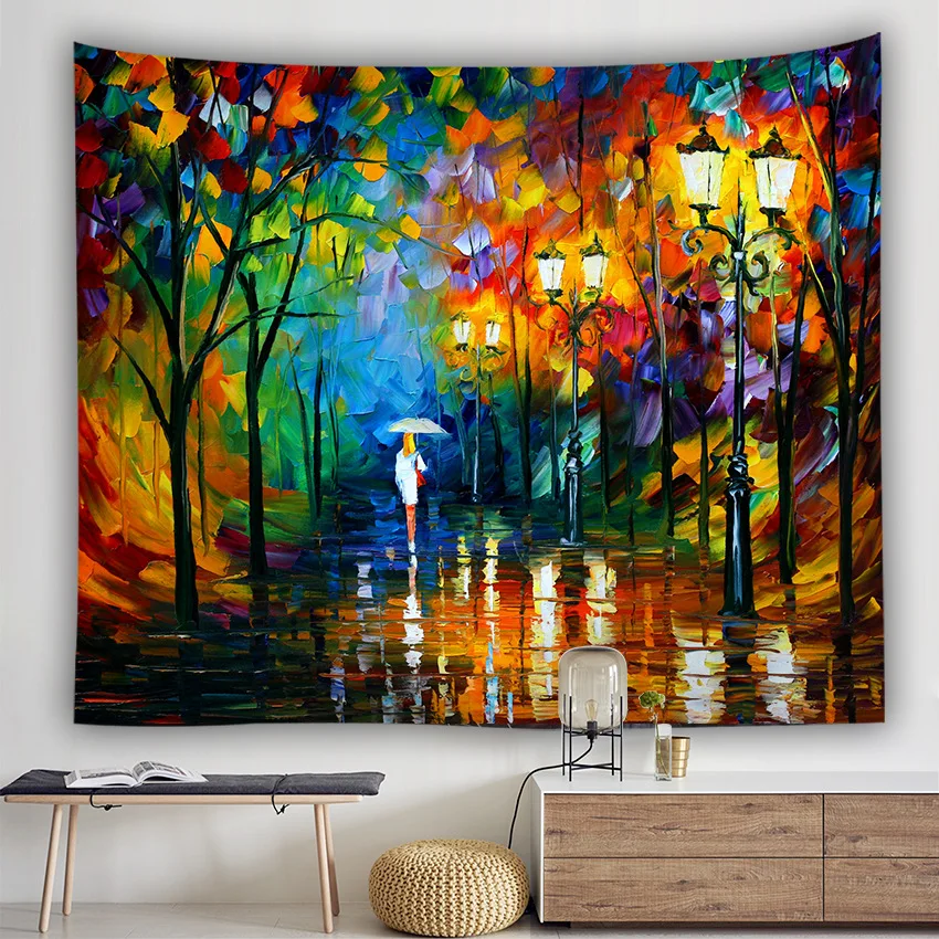 Картина маслом городской пейзаж гобелен настенный декоративный фон для