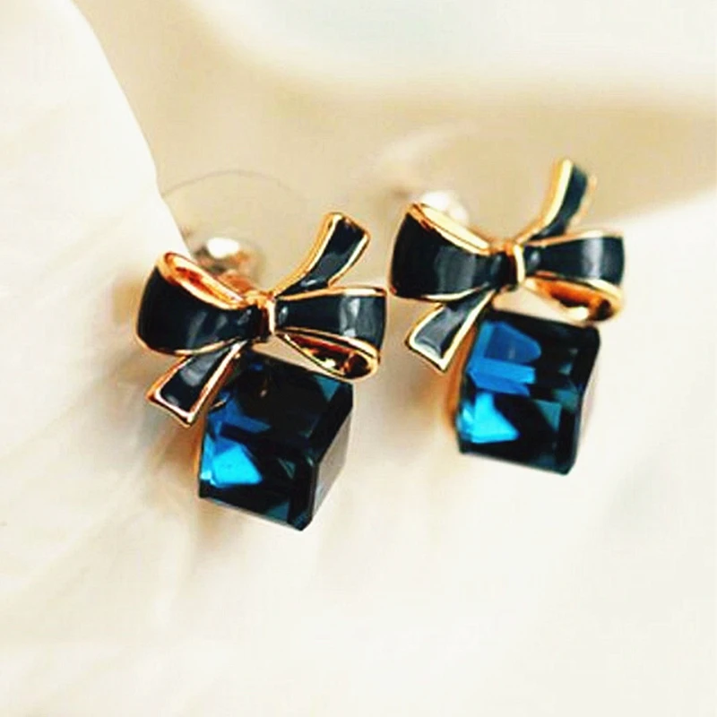 Новинка 2021 ювелирные изделия модные золотые серьги банты с кубиками и