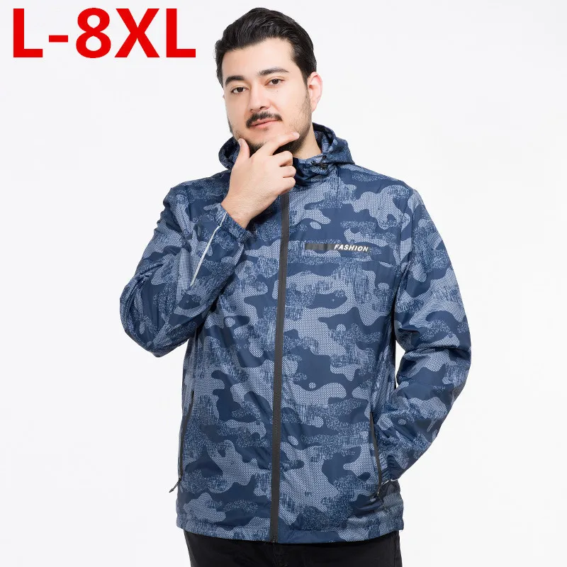 8XL 7XL размера плюс Сезон весна осень Мужская повседневная камуфляжная куртка с