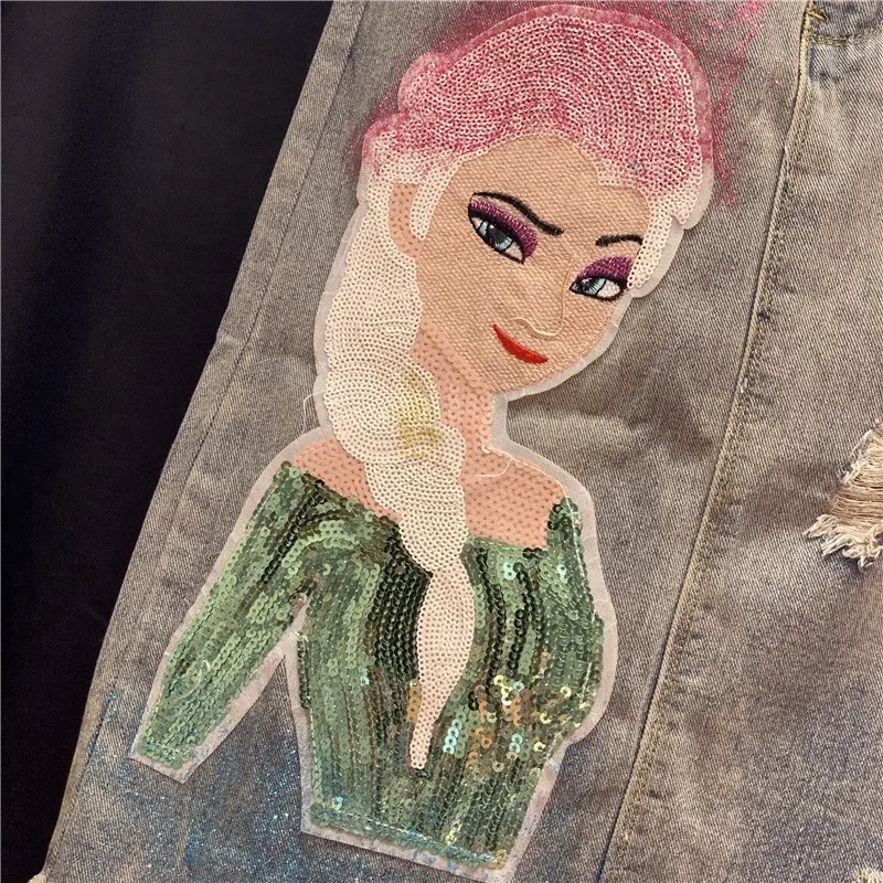 Beautiful Girl Sequin Denim Skirts Women Frayed Ripped Tassel High Quality Mid Long Jeans Skirt Female 2020 Summer Streetwear | Женская