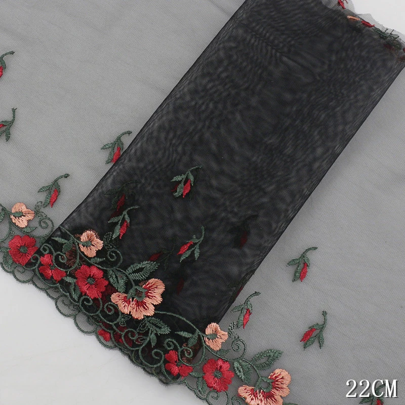2 ярда роскошной черной каймы из тюля с вышивкой цветочного кружева для свадебных платьев, головных уборов, материалов для шитья DIY.