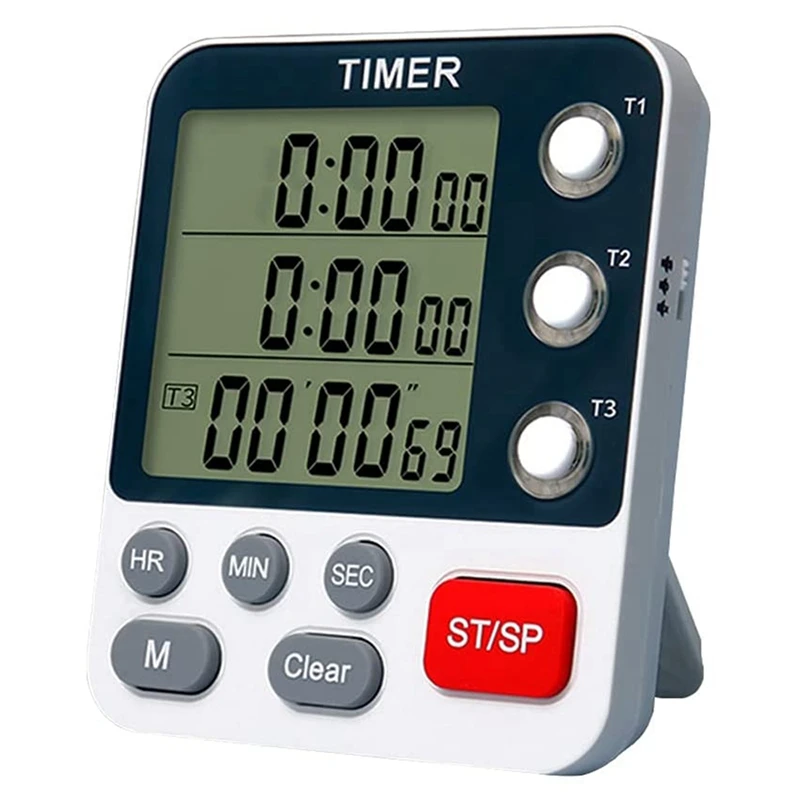 

Digital Dual Kitchen Timer,3 Channels Count UP/Down Timer,Cooking Timer,Large Display,Loud Volume Alarm and Flashing