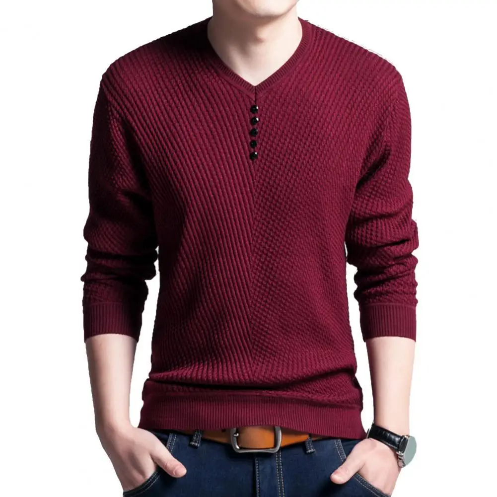

Men Solid Color O Neck Long Sleeve Jumper Knitted Pullover Slim Base Sweater