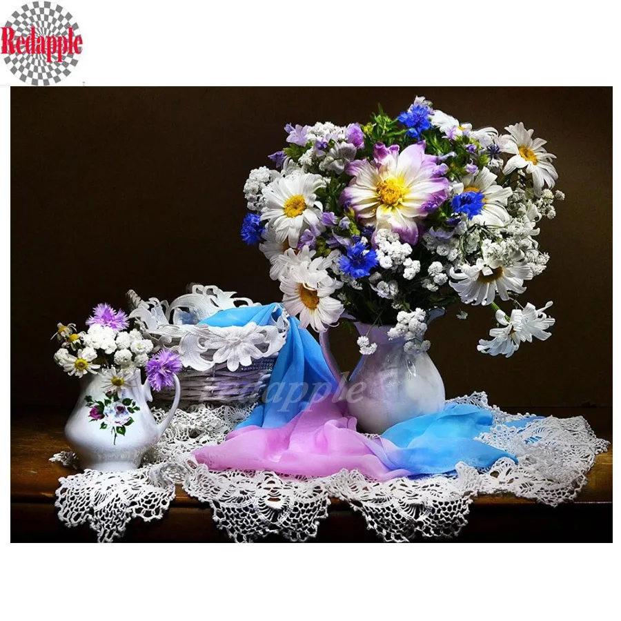 Натюрморт полный квадратный Алмазная картина Маленькая ромашка 5D DIY вышивка