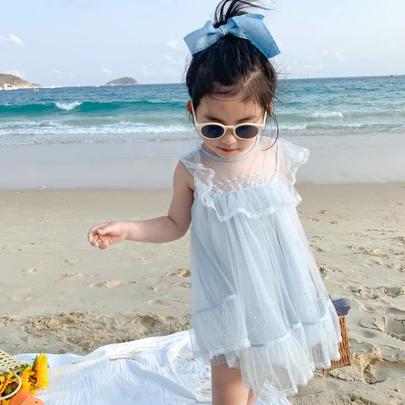 DFXD Новое поступление детские платья летнее кружевное платье принцессы без