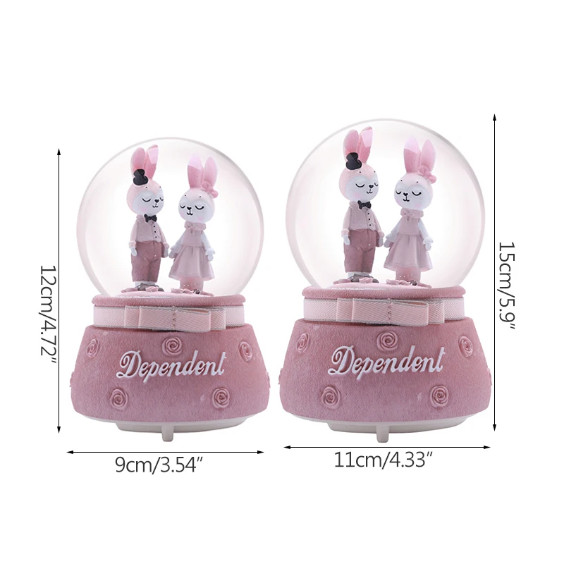 Мультяшный кролик Барби снежный шар хрустальный вращающаяся музыкальная
