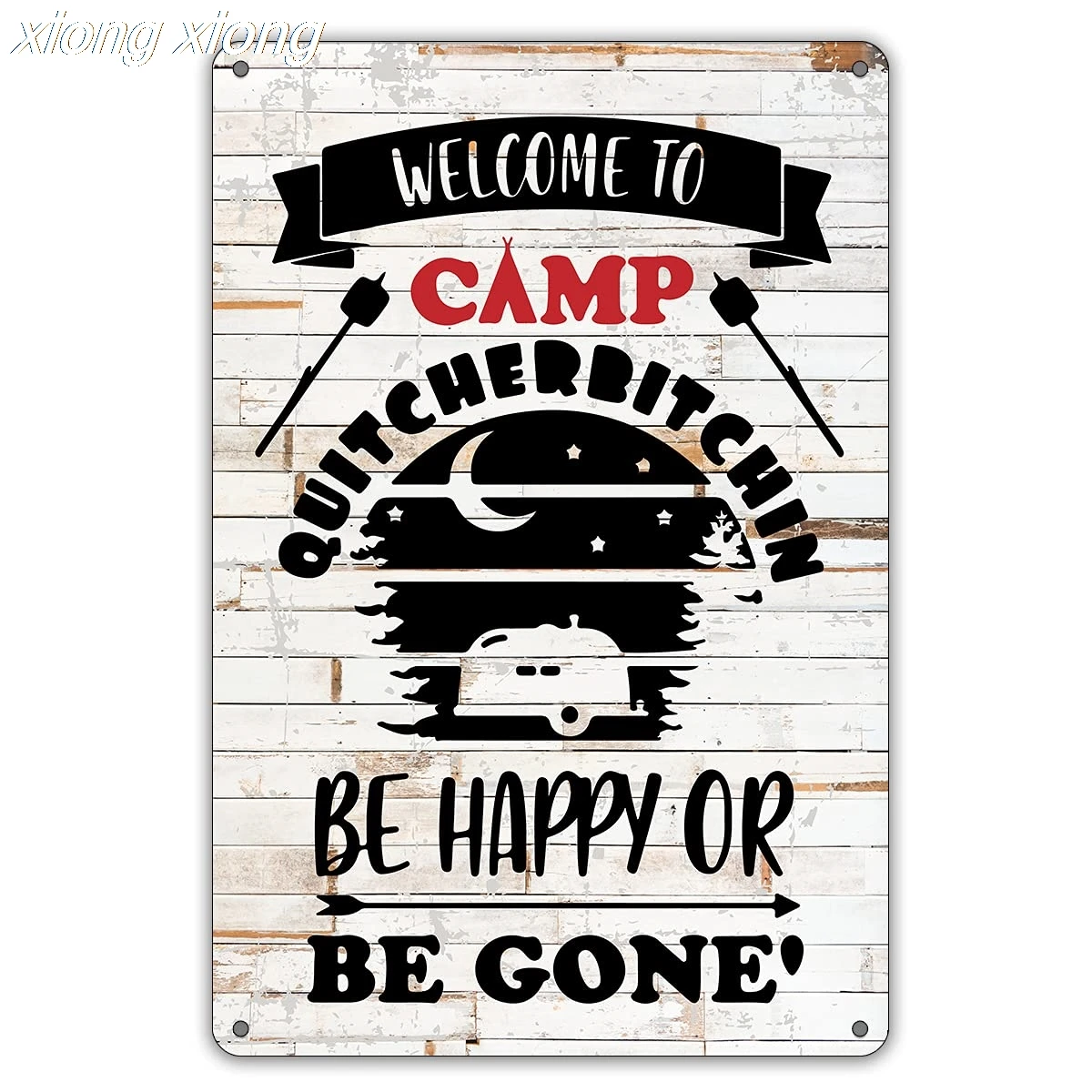 

Welcome to Camp Metal Tin Sign Wall Decor Farmhouse Rustic Camping Signs with Sayings for Home Camper Room Decor Gifts