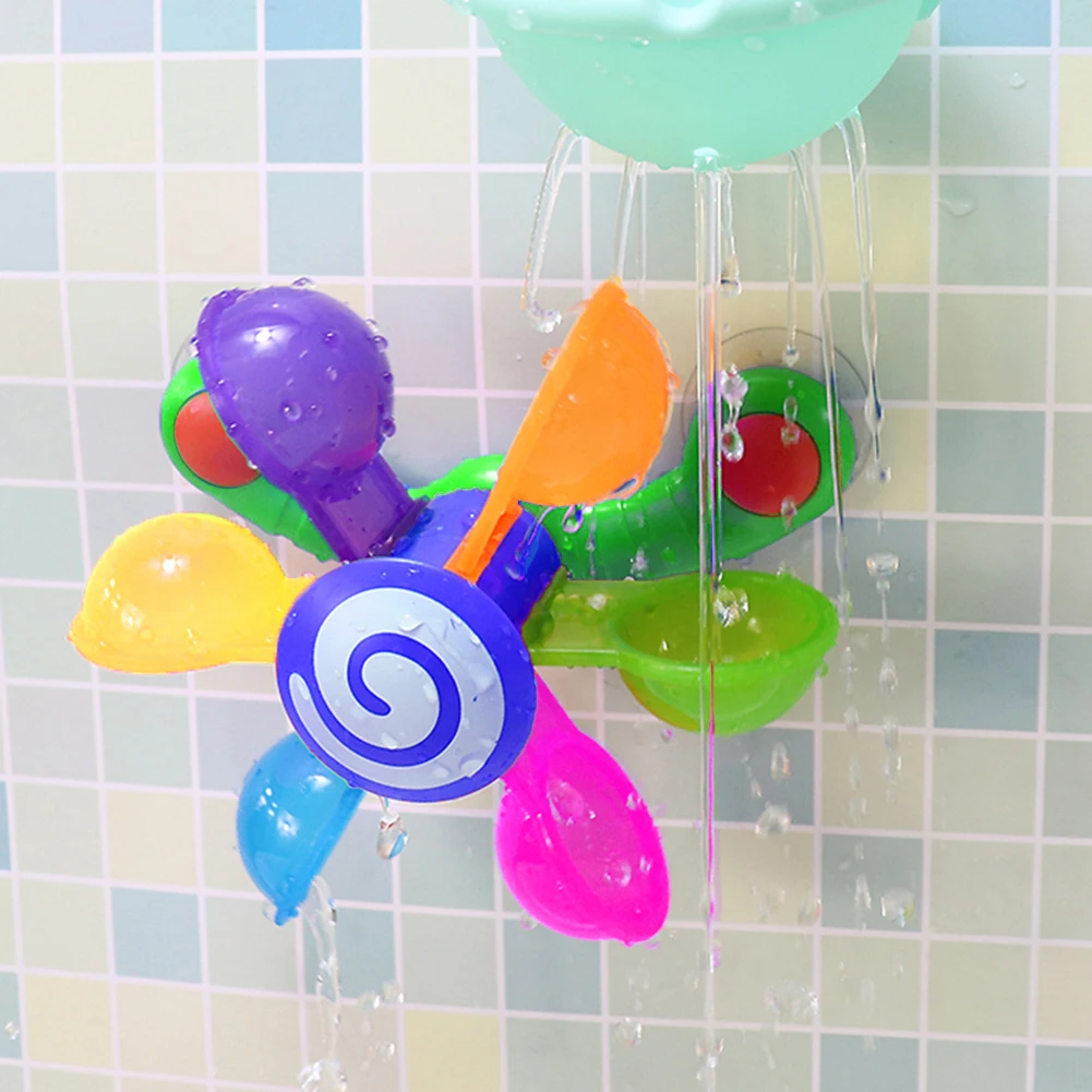 Colorful Waterwheel Bathing Sucker Bathtub Water Spray Play Set Shower Sprinkler Toy Baby Bath Toys For Kids Toddler Children