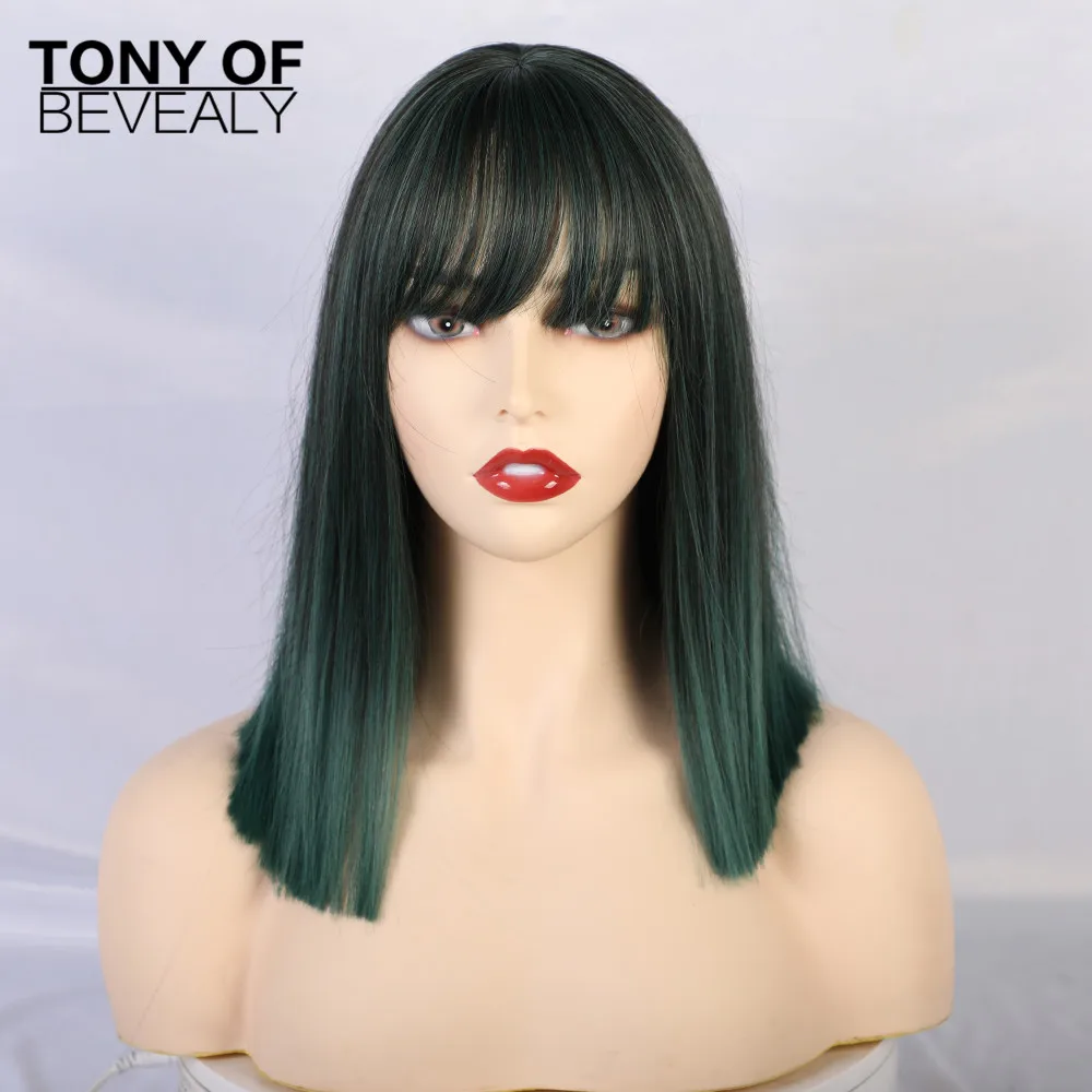 Волнистые синтетические парики средней длины из черных и коричневых волос с