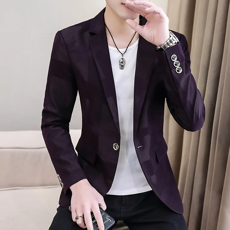 

Мужской Жаккардовый Блейзер, Повседневный, приталенный, осенний, 2021