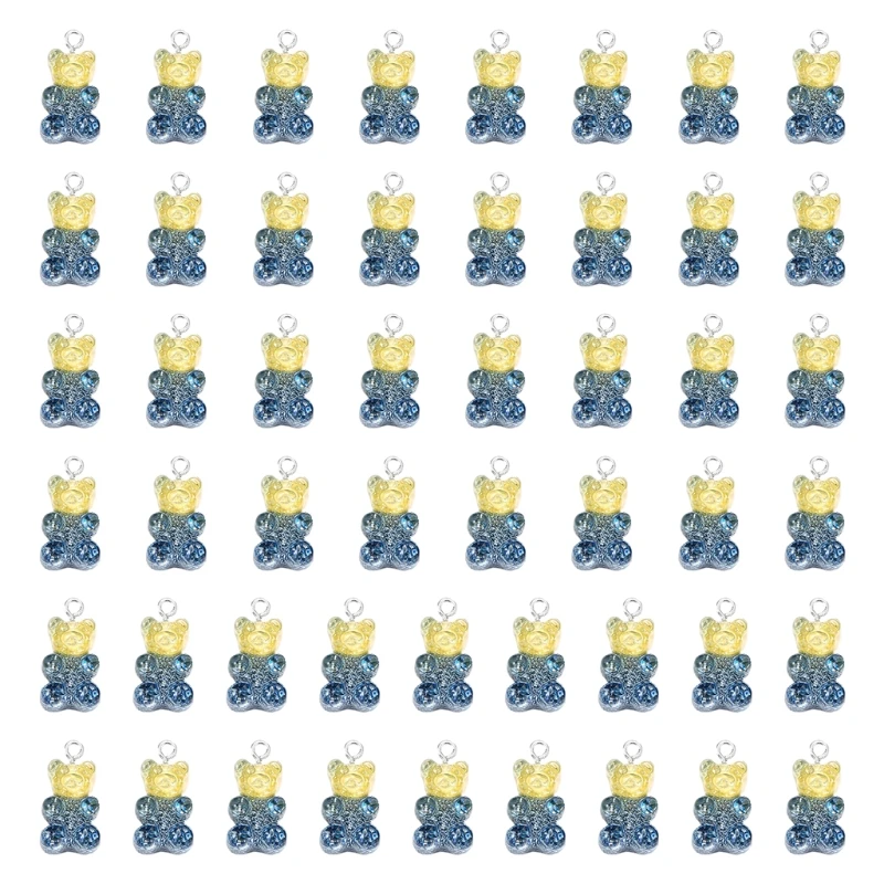 

Green Onion Powder Resin Cartoon Bear Candy Color Pendant Accessories Transparent Mobile Phone Case Filling Material