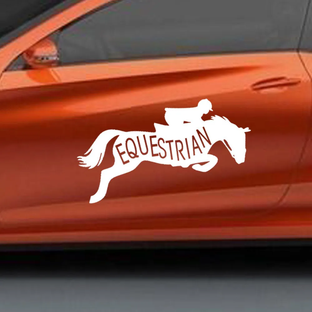 17x14 см наклейка для автомобиля Лошадь Прыжки Конный автомобиль окно графическая