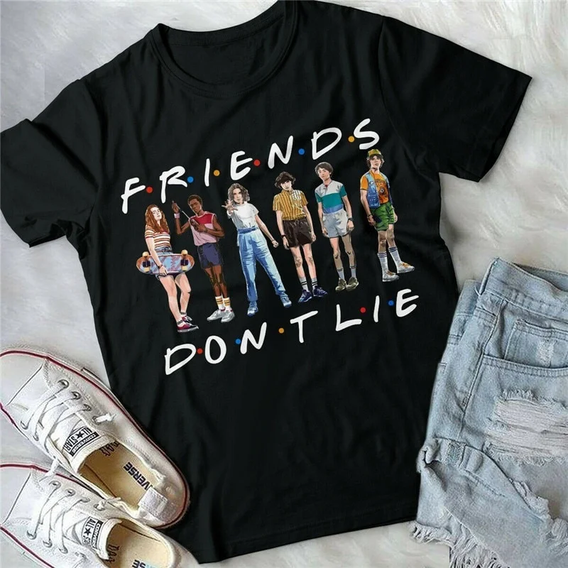 Sunfiz YF Freind Dont Lie Six People Футболка с принтом Stranger Things футболка надписью Friends Print Tees |