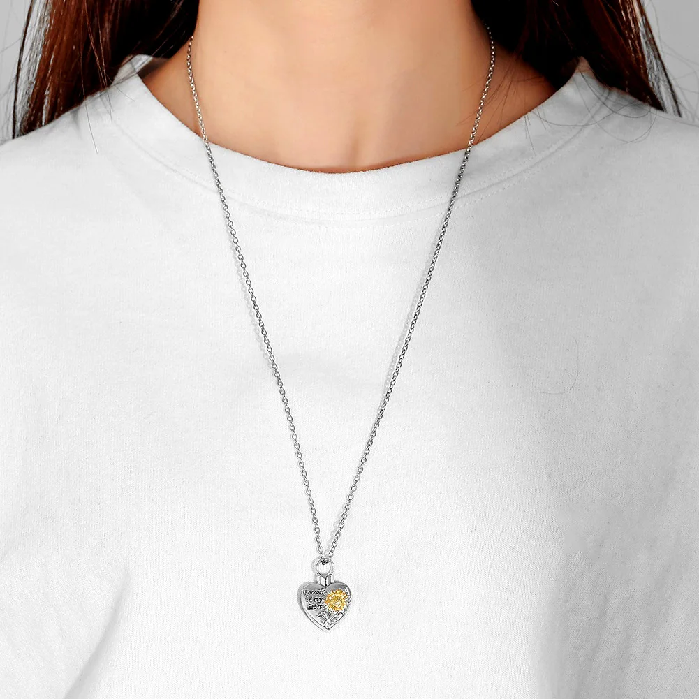 Unisex Sunflower Forever in My Heart Pendant Chain Necklace Memorial-Jewelry Charm Statement Jewelry clavicle chain | Украшения и