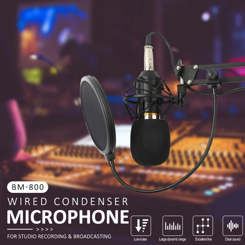 

BM-800 Condenser Microphone Studio Recording Microphone Kit For Broadcasting Home Audio And Video Equipment