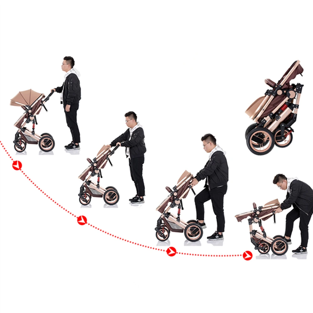 Легкая Роскошная детская коляска 3 в 1 портативная двухсторонняя с высоким