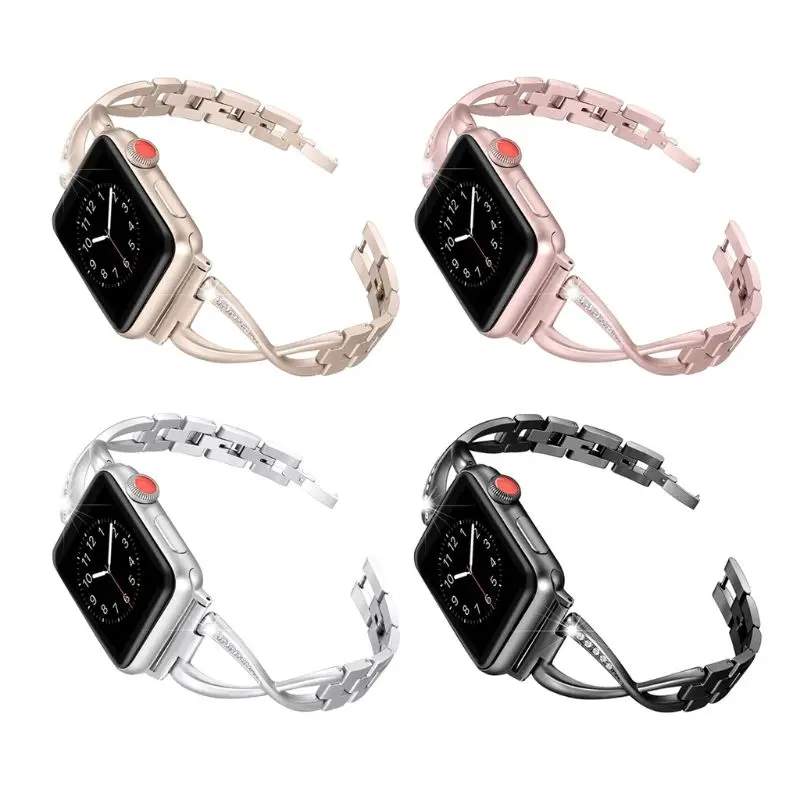 Женский ремешок для часов Apple Watch band 38 мм/42 мм/40 мм 44 бриллиантовый из нержавеющей