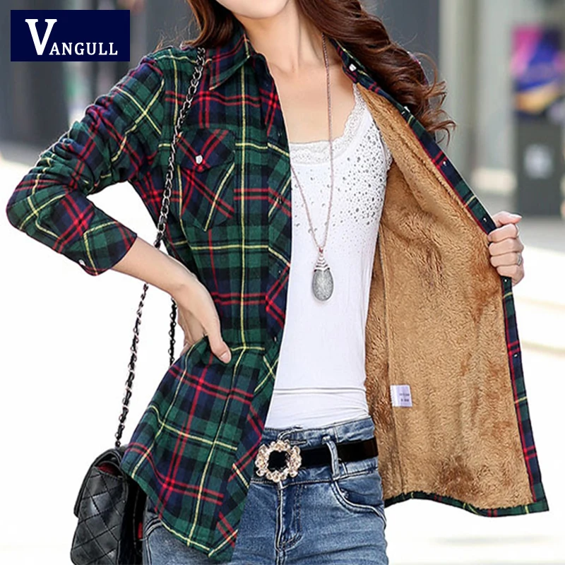 Новинка Зима 2019 стильная теплая Женская бархатная куртка клетчатая рубашка