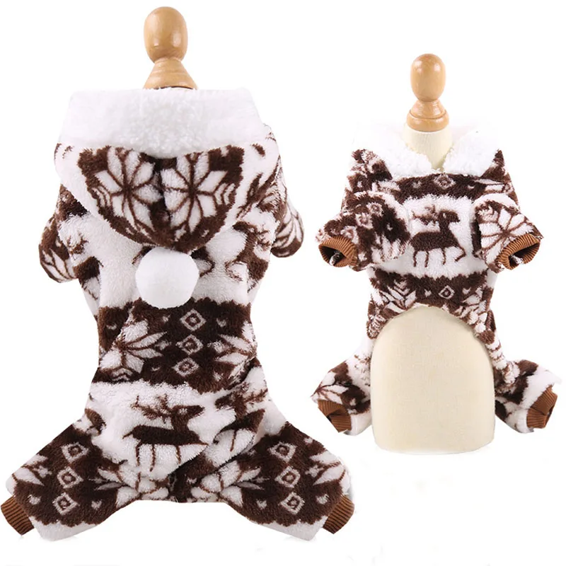 Brown Deer Pawstrip, одежда для маленьких собак, теплый зимний комбинезон для собаки, мягкая флисовая толстовка для щенка, осенняя одежда для собак, одежда для плюшевого померанского XS-XXL - Цвет: Brown Deer