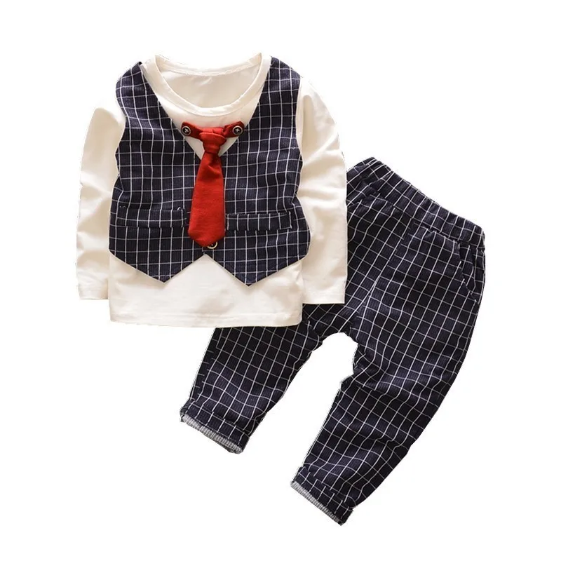 

Baby Girls Boys Cotton Clothes Suit Spring Autumn Children Plaid T Shirt Pants 2Pcs/Set Toddler Fashion Clothing Kids Tracksuits