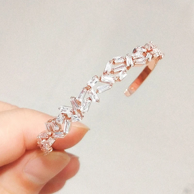 Rose Gold Color 6 ZAKOL элегантный AAA кубического циркония Регулируемый Свадебные ювелирные изделия Винтаж браслет для женщин Свадьба Ужин подарок на день рождения FSBP2005 - Окраска металла: Rose Gold Color 6
