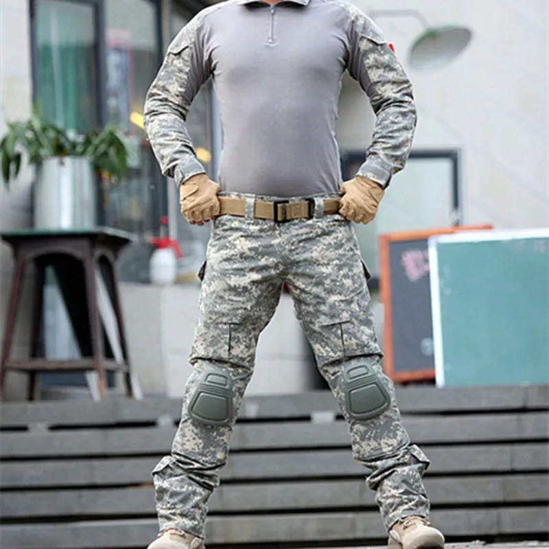Камуфляжная Военная тактическая Униформа с налокотниками костюмы для охоты