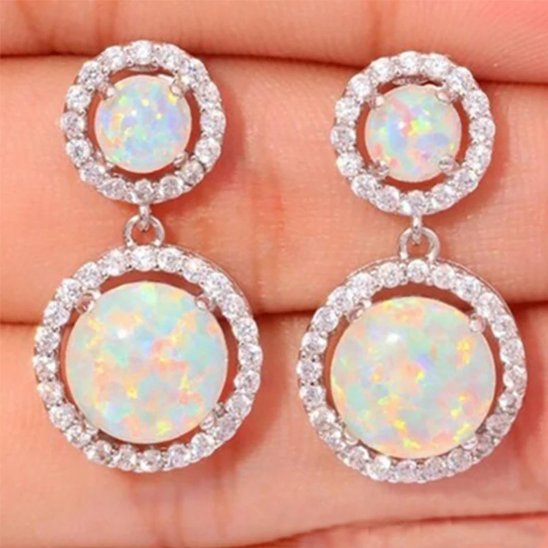 

Woman Opal Dangle Earrings Gift Fashion Wedding Birthday new style grace Simplicity temperament Sweet Classic Eardrop