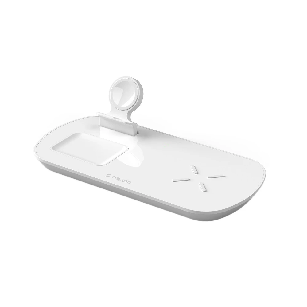 Беспроводное зарядное устройство Deppa 3 в 1: iPhone Apple Watch Airpods 17.5Вт белый | Мобильные
