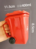 creative mug trash can shape ceramic coffee cup boys large capacity with lid water cup personality trend