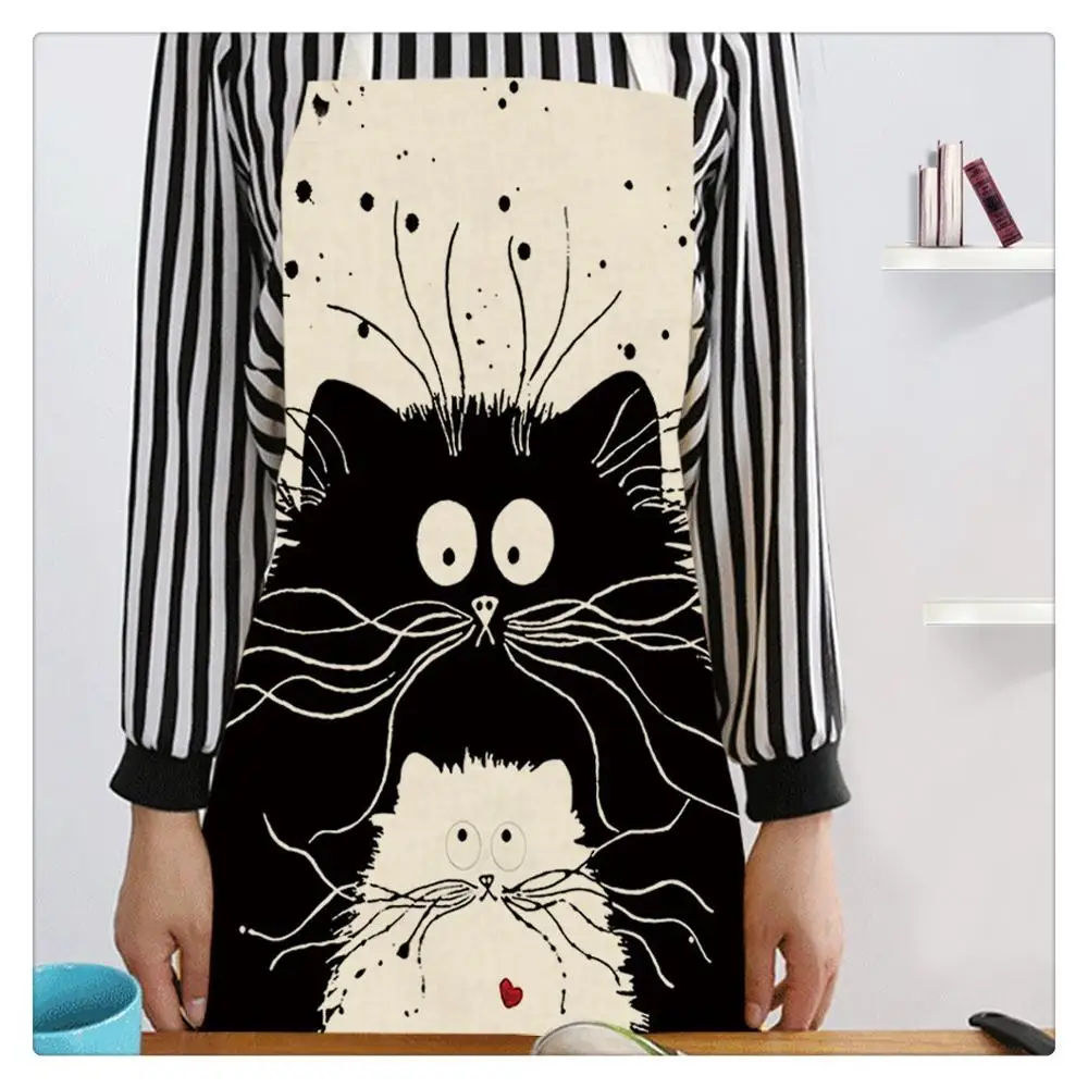 

High-Quality Sleeveless Waterproof and Oilproof Apron Fruit pineapple cat series Cotton Linen Apron