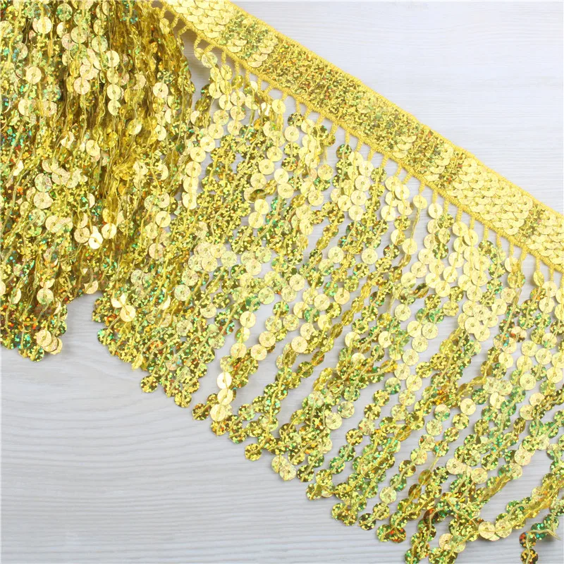 

10 Yards/lot Sequins Fringe Lace Trimming Fringe Clothing Accessories DIY Latin Dance Decoration Lace Ribbon 15cm Wide