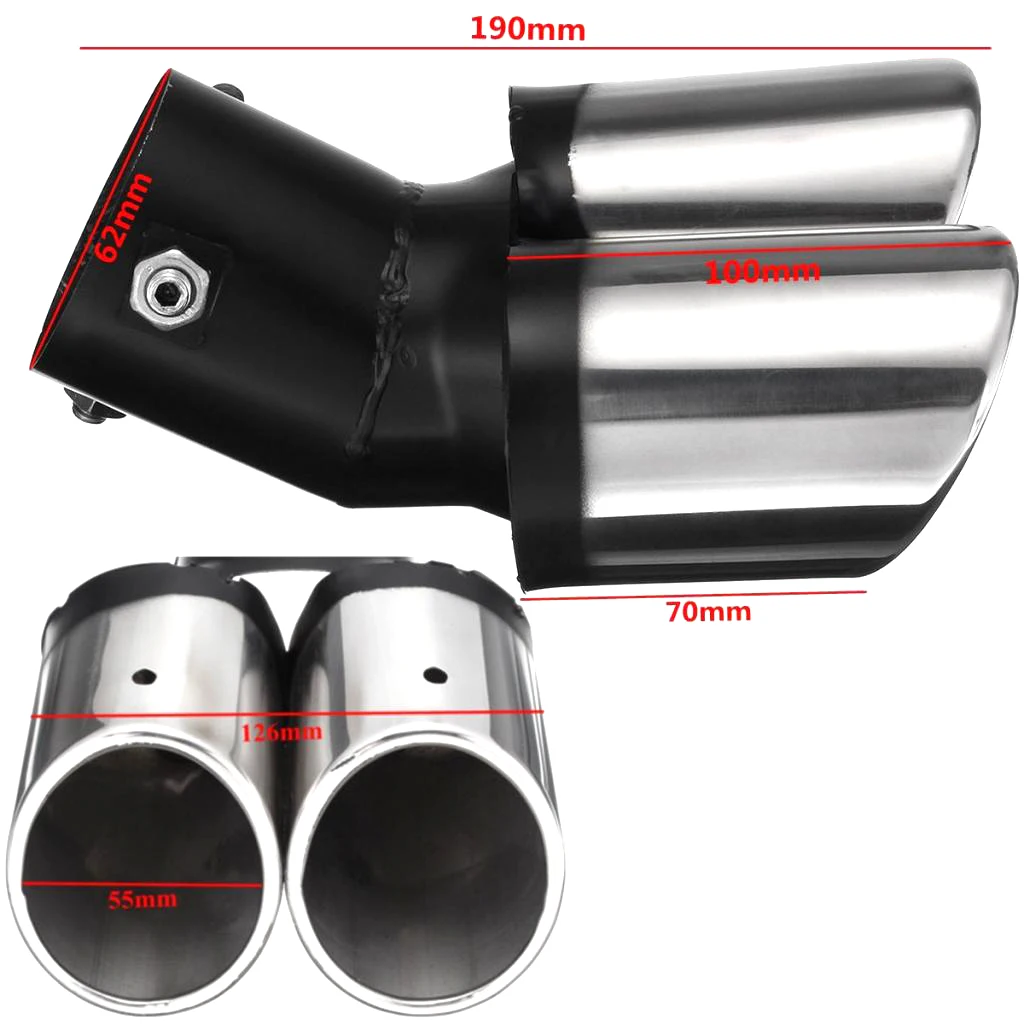 CAR REAR CURVED GUAL EXHUAST MUFFLER PIPE TRIM TIPS CHROME TAIL DURABLE | Mufflers