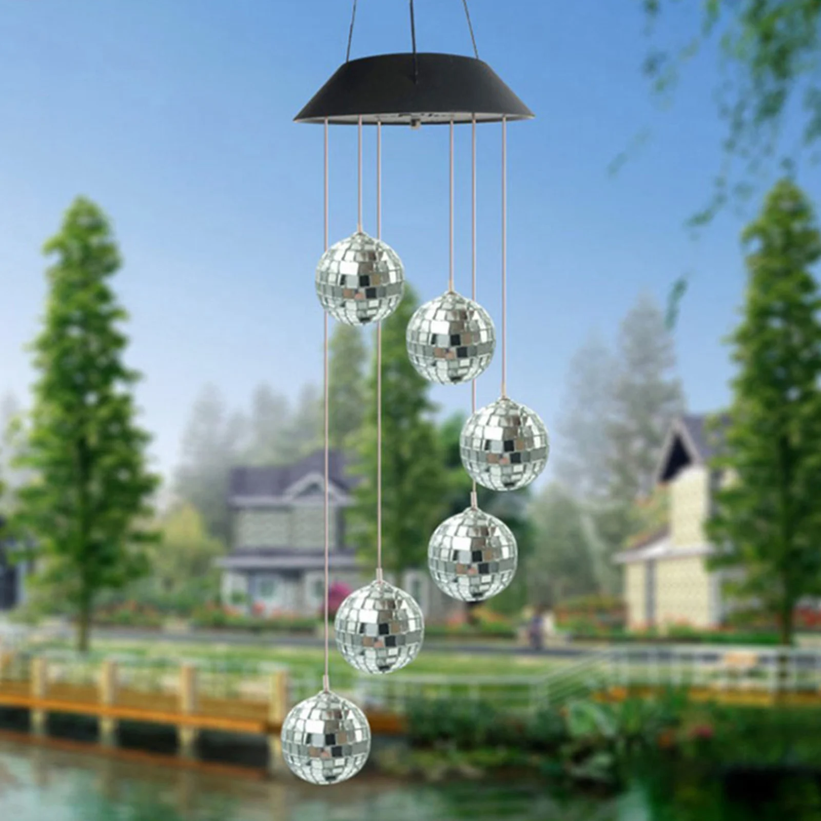 

Hanging Disco Lights LED Outdoor Wind Chimes Solar Powered Lamp Garden