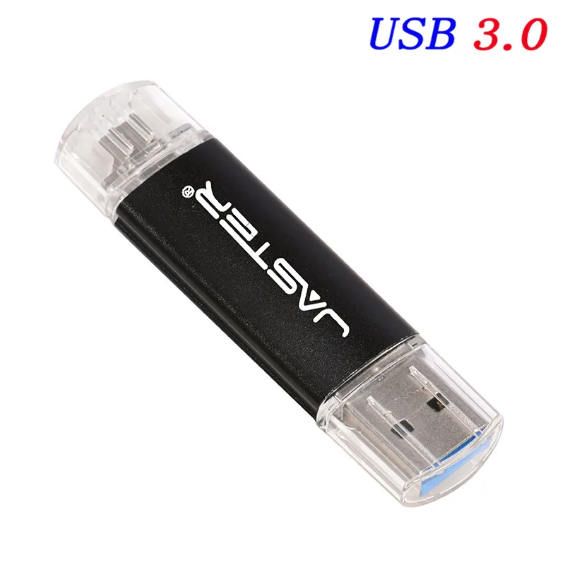 JASTER USB 3,0 высокоскоростной OTG флеш-накопитель Micro Usb флешка USB флеш-накопитель 4G 16GB 32GB 64GB внешний накопитель Флешка карта памяти - Цвет: Black