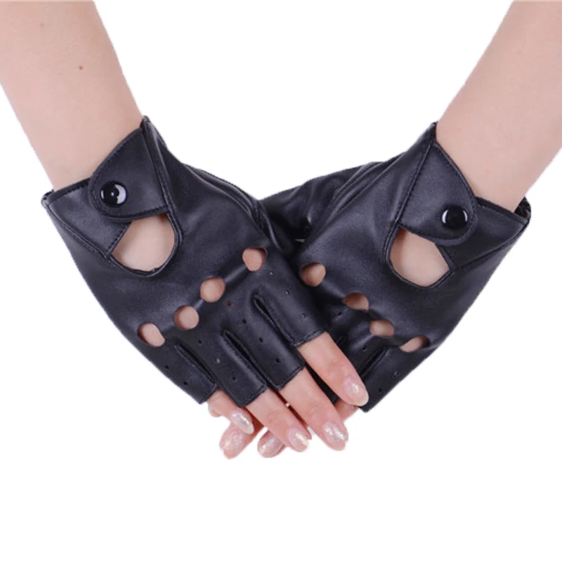 1 пара женские перчатки из ПУ кожи с открытыми пальцами | Аксессуары для одежды