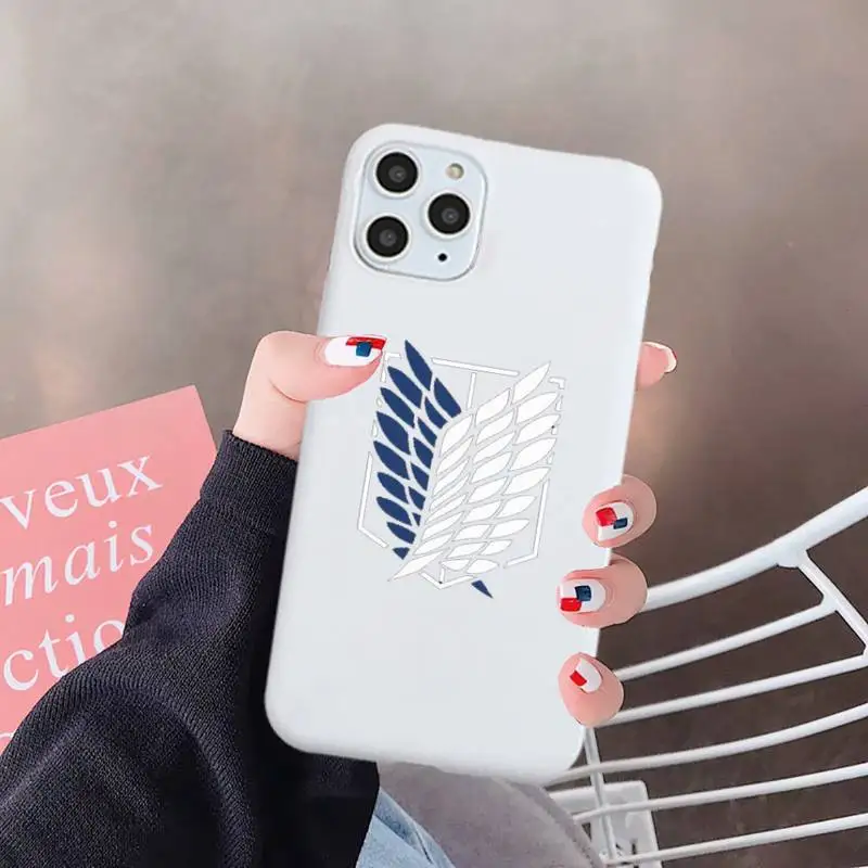 

Hot Anime Attack On Titan Phone Case Candy Color for iPhone 6 7 8 11 12 s mini pro X XS XR MAX Plus