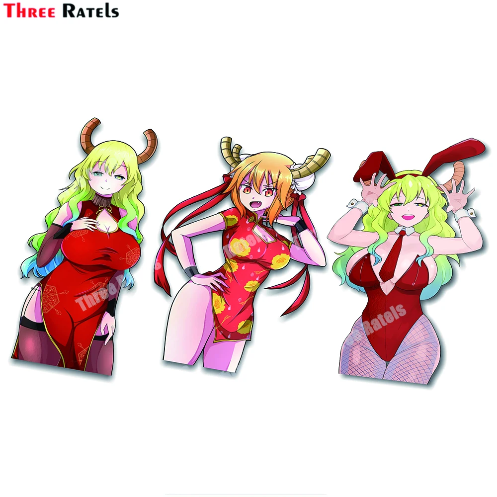 

3D Аниме Lucoa Bunny Suit и Tohru, наклейки Three Ratels B818 для автомобиля, декоративные автомобильные аксессуары