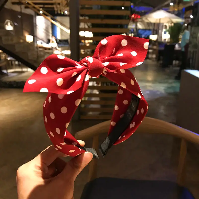 

Women Summer Headband Vintage Solid Satin Bowknot Hairband Big Bows Hair Bands For Women Bow Knotted Girl Hair Accessoires 2020
