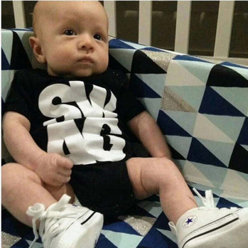 2017 г. Летний хлопковый комбинезон для маленьких мальчиков и девочек SWAG пляжный