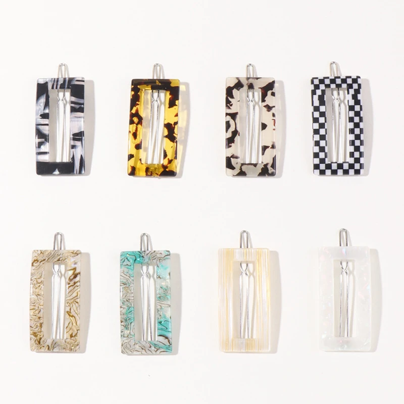 

New Women Acetic Acid Acrylic Hair Stick Solid Geometric Acetate Hair Clips Elegant Hair Bun Holder Barrette Hair Accessories