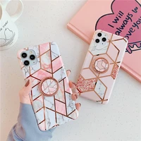 plating rhombus marble holder stand phone case for samsung galaxy note20 ultra s8 s9 s10 s20 plus s20fe a42 a12 note10 n9 n8 s21